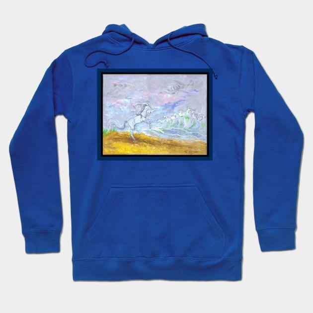 Water sea horse unicorn blue ocean seagull equine equestrian seahorse Hoodie by pegacorna